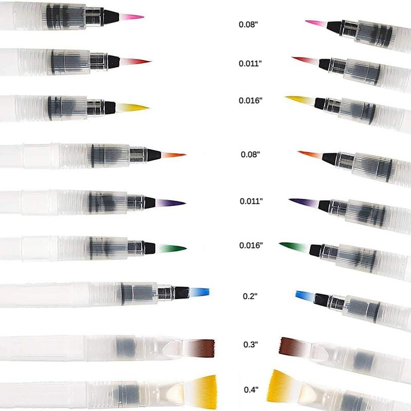 9 tk akvarellipintslite komplekt, vees lahustuv värviline pliiats Akvarellipintsel algajatele või lastele, lihtne kasutada ja täitemaal