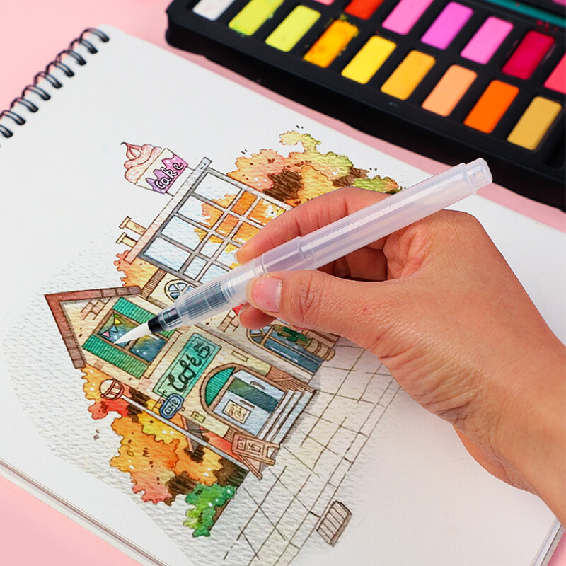 9 tk akvarellipintslite komplekt, vees lahustuv värviline pliiats Akvarellipintsel algajatele või lastele, lihtne kasutada ja täitemaal