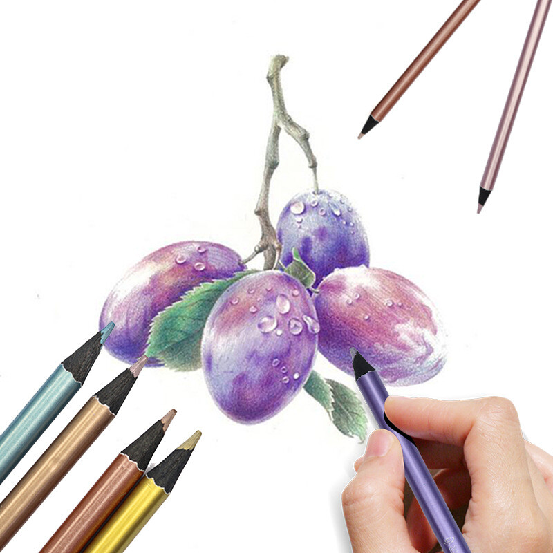 12tk metallist värvilised pliiatsid Joonistuspliiatsi joonistamine Pliiatsimaalimine Värvilised pliiatsid Kunstitarbed kunstnike koolitarvetele