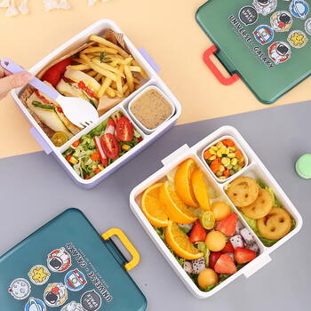 Tiffin Box for Kids Bento τσάντες μεσημεριανού γεύματος με σάλτσα σαλάτας Κουτί μαγιονέζας Θυρίδα ασφαλείας μικροκυμάτων Fiambrera Lancheira Infantil Σνακ