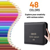Set de 48 de creioane colorate cu husă portabilă de călătorie pentru desen și colorat miezuri moi pe bază de ulei Ideal pentru adulți și începători