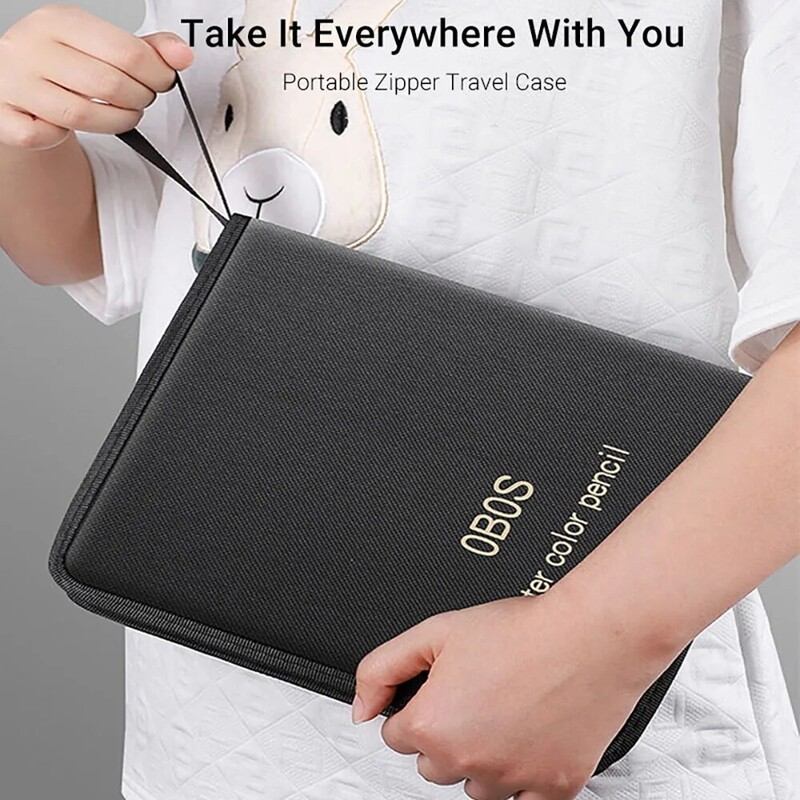 Set de 48 de creioane colorate cu husă portabilă de călătorie pentru desen și colorat miezuri moi pe bază de ulei Ideal pentru adulți și începători