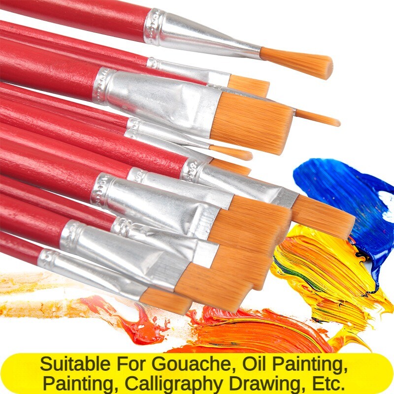 12 tk/komplekt Akvarell-guaššvärvipintslid, erineva kujuga ümmargused, terava otsaga nailonist juuksemaalimispintslikomplekt, kunstitarbed