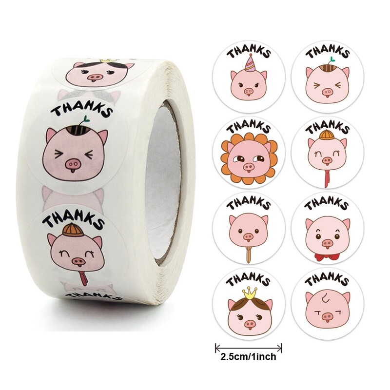 500 buc 2,5 cm/1 inch Animal din desene animate Copii Vă mulțumesc drăguț jucărie autocolant pentru jocuri cadou DIY sigilat etichetă furnituri de decorare