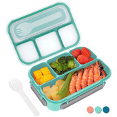Lunch Box Bento Box Adult LunchBox Recipiente pentru copii mici Copii Adulti 1300 ml4 compartimente Furculita rezistenta la scurgeri Cuptor cu microunde Mașină de spălat vase
