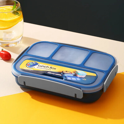 Lunch Box Bento Box Adult LunchBox Recipiente pentru copii mici Copii Adulti 1300 ml4 compartimente Furculita rezistenta la scurgeri Cuptor cu microunde Mașină de spălat vase