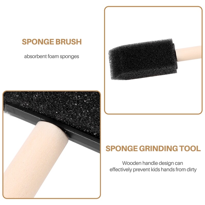 60 ks Malé penové štetce na maliarske potreby Sada penových štetcov na maliarske potreby Drevená rukoväť 1-palcové štetce na maliarske potreby Sada na maliarske potreby pre deti