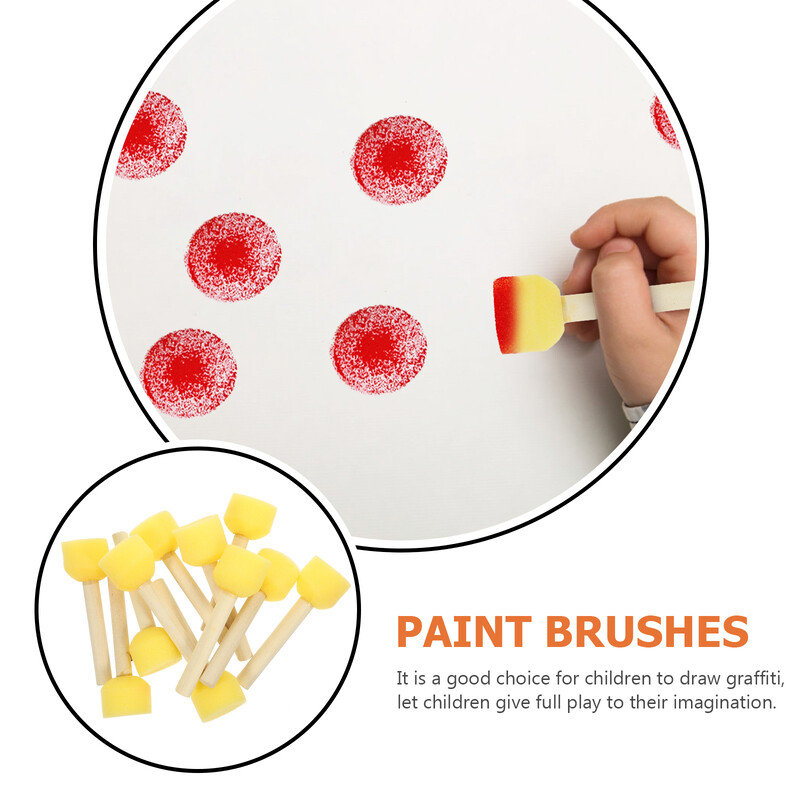 20 buc Burete cu cap de ciupercă pentru pictură pentru copii Instrumente Perii Suită Lucruri de desen Lemn Copii mici Bureți