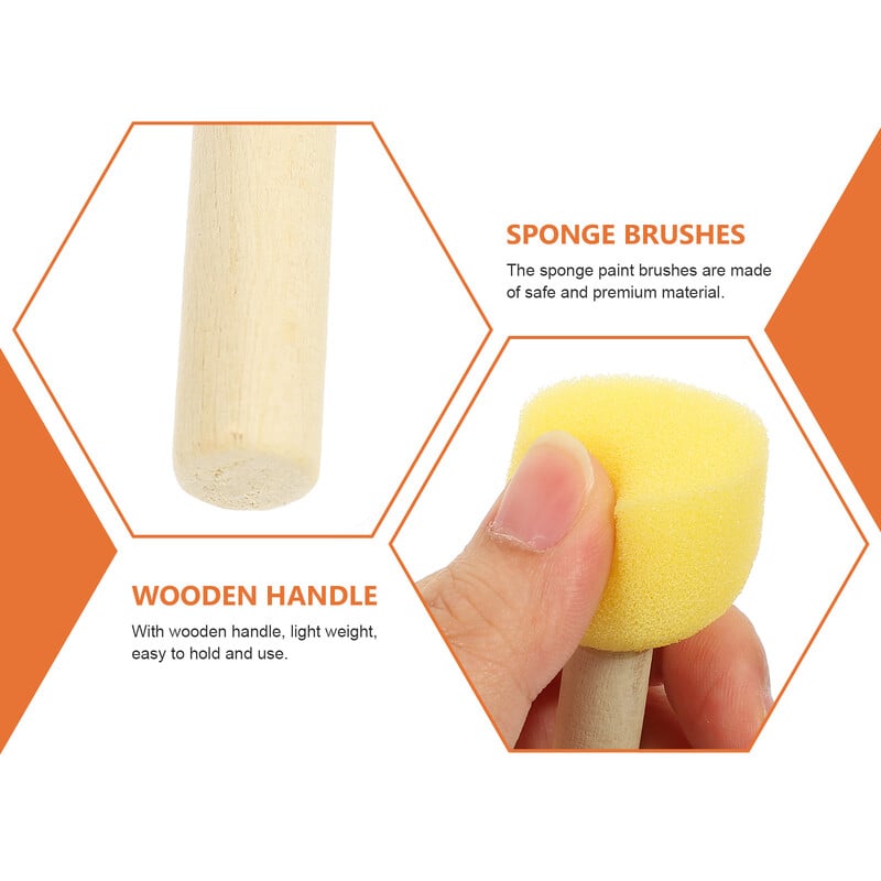 20 buc Burete cu cap de ciupercă pentru pictură pentru copii Instrumente Perii Suită Lucruri de desen Lemn Copii mici Bureți