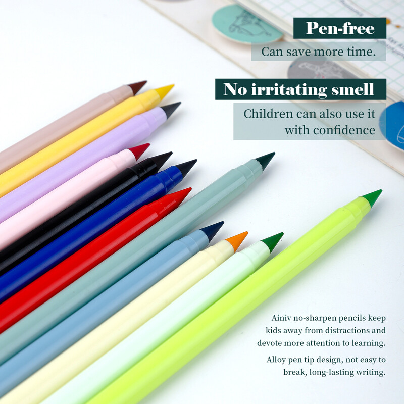 Комплект 12 цветни молива Цветен молив Цветен молив Оцветяване Неограничено писане Вечен изтриваем молив за деца Училищни артикули