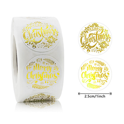 500 komada Bronzing Merry Christmas Etikete Naljepnica 1 inčni Scrapbooking Naljepnice za blagdansku dekoraciju vrećice slatkiša Poklon Pečati Naljepnice