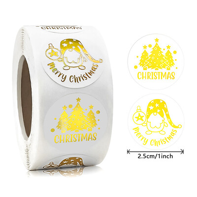500 komada Bronzing Merry Christmas Etikete Naljepnica 1 inčni Scrapbooking Naljepnice za blagdansku dekoraciju vrećice slatkiša Poklon Pečati Naljepnice