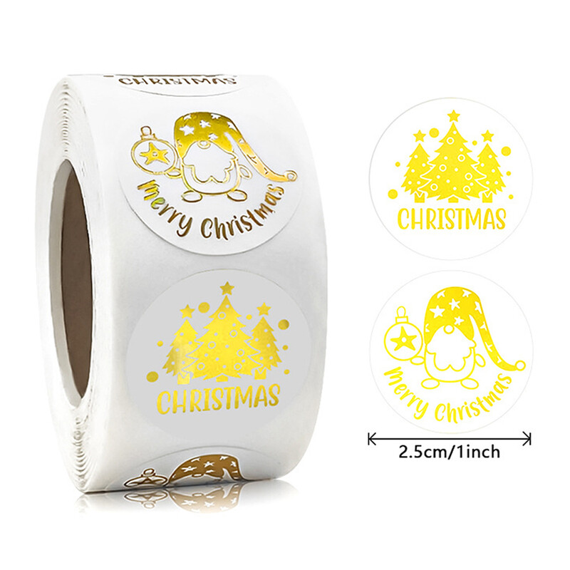500 komada Bronzing Merry Christmas Etikete Naljepnica 1 inčni Scrapbooking Naljepnice za blagdansku dekoraciju vrećice slatkiša Poklon Pečati Naljepnice