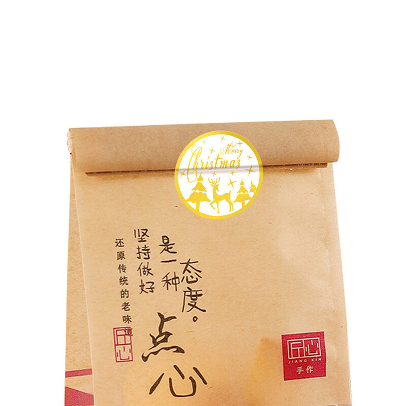 500 komada Bronzing Merry Christmas Etikete Naljepnica 1 inčni Scrapbooking Naljepnice za blagdansku dekoraciju vrećice slatkiša Poklon Pečati Naljepnice