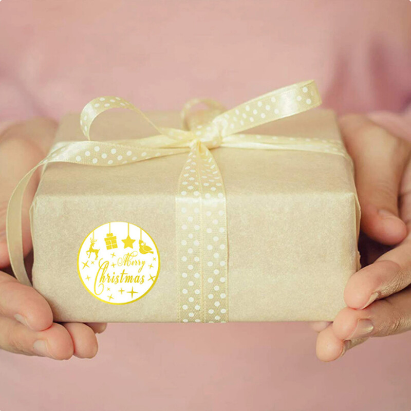 500 komada Bronzing Merry Christmas Etikete Naljepnica 1 inčni Scrapbooking Naljepnice za blagdansku dekoraciju vrećice slatkiša Poklon Pečati Naljepnice