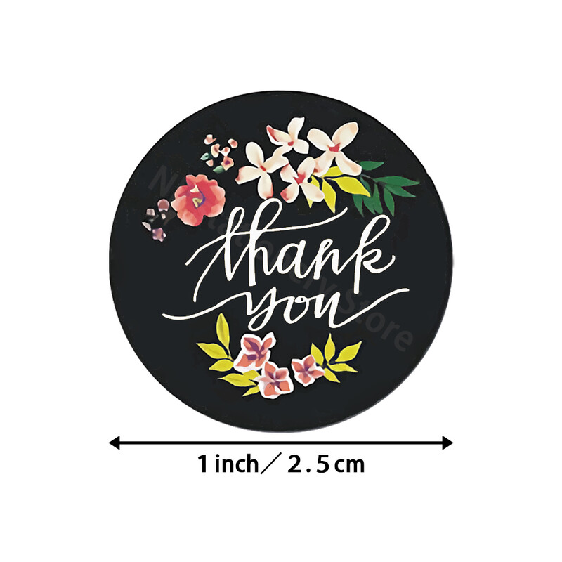 500 tk värviline lilleline tänukleebis 1 tolline ümmargune kujundusega pitseerimissildid käsitsi valmistatud tellimiseks ärikinkekottide ümbrike pitseerimiseks