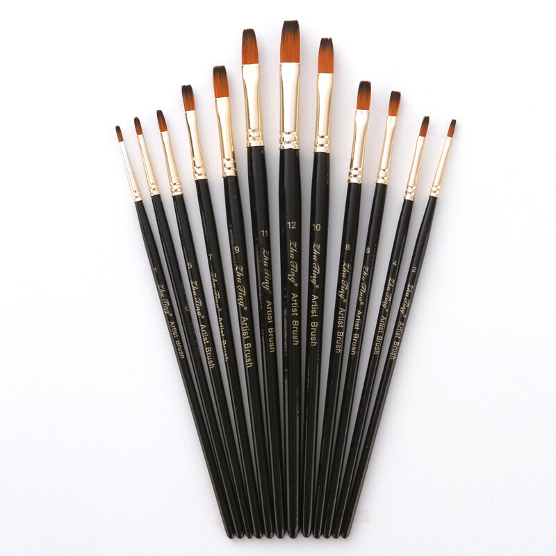 12 või 24 tk nailonist akvarellvärvi pintslid guašš akrüül maalipintsel Pliiatsi pincel para pintura kunstitarbed