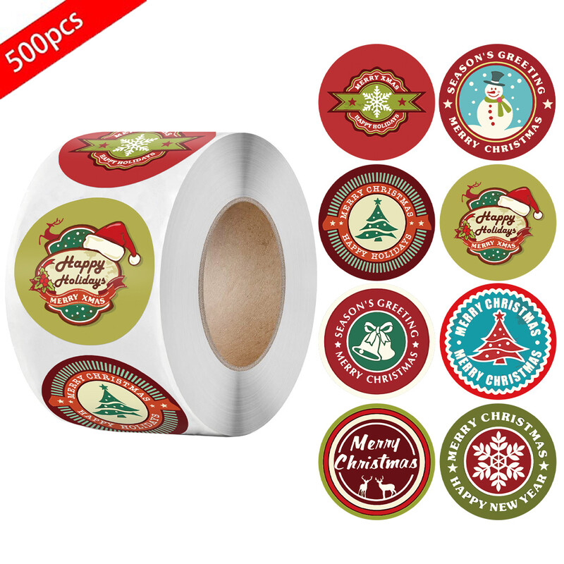 500 tk ümmargused rõõmsad jõulukleebised tänukaartide karbi pakendi etikett pitseerimiskleebised jõulupeo kaunistuste tarvikud