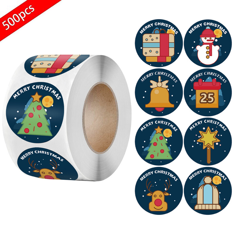 500 tk ümmargused rõõmsad jõulukleebised tänukaartide karbi pakendi etikett pitseerimiskleebised jõulupeo kaunistuste tarvikud