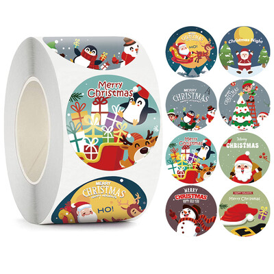 100-500 buc. Autocolante de Crăciun Fericit Decor pentru petrecerea de Crăciun Decor pentru casa Etichete de copt Cutie de cadou Autocolant sigilat Autocolant plic