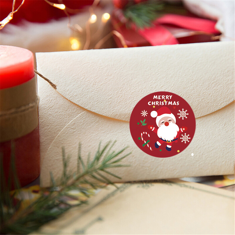 100-500 buc. Autocolante de Crăciun Fericit Decor pentru petrecerea de Crăciun Decor pentru casa Etichete de copt Cutie de cadou Autocolant sigilat Autocolant plic