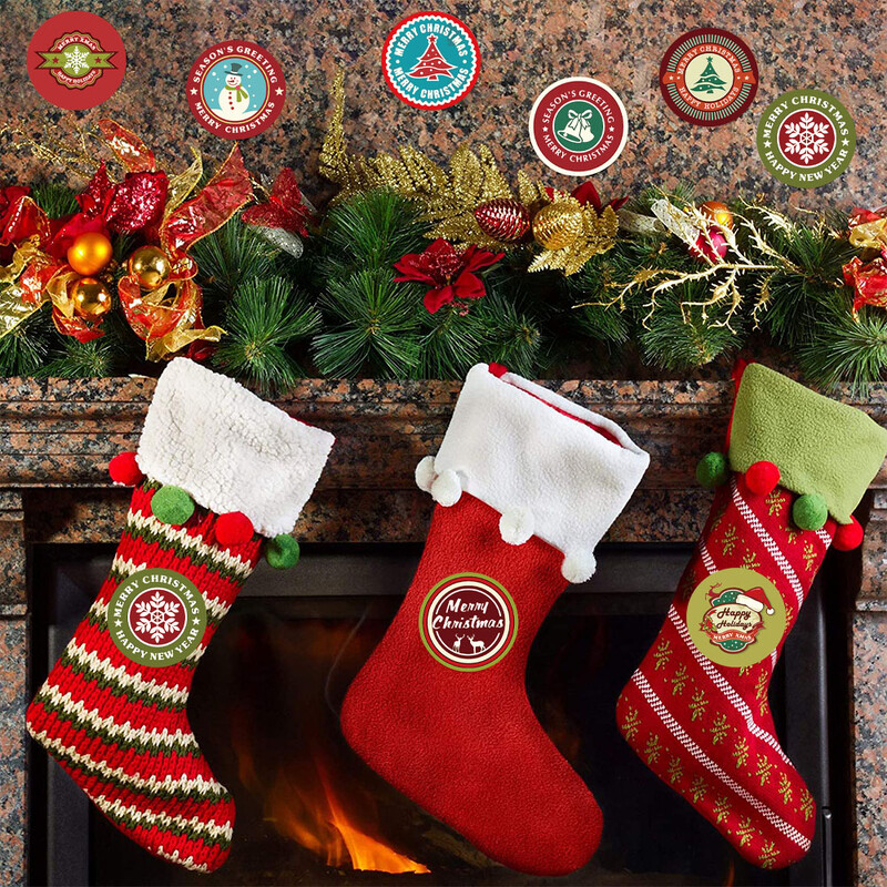 100-500 buc. Autocolante de Crăciun Fericit Decor pentru petrecerea de Crăciun Decor pentru casa Etichete de copt Cutie de cadou Autocolant sigilat Autocolant plic