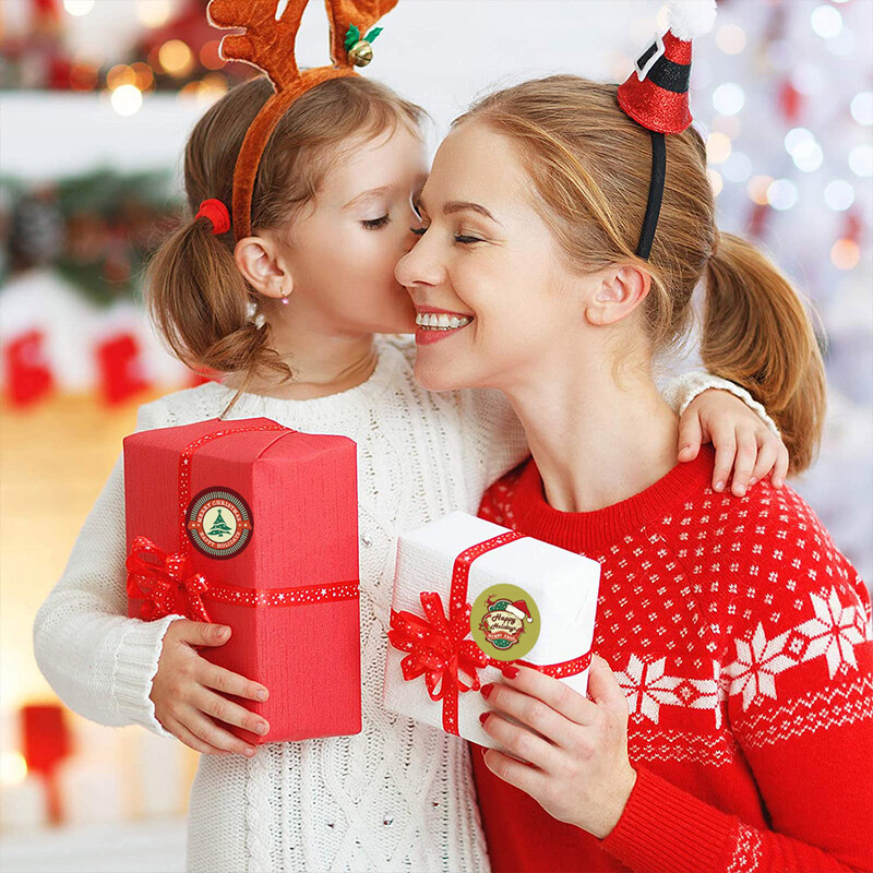 100-500 buc. Autocolante de Crăciun Fericit Decor pentru petrecerea de Crăciun Decor pentru casa Etichete de copt Cutie de cadou Autocolant sigilat Autocolant plic