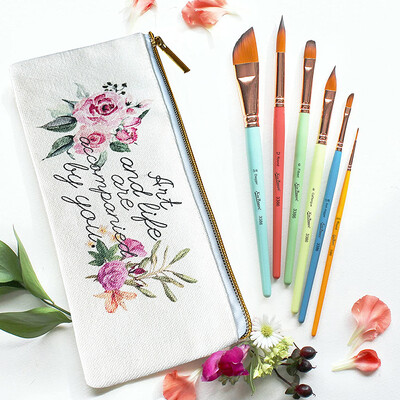 6 tk akvarellmaalipintsli komplekt, mitmeotstarbeline juuksepintsel koos lõuendikotiga akrüülkunstitarbed