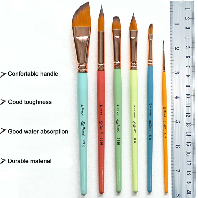 6 tk akvarellmaalipintsli komplekt, mitmeotstarbeline juuksepintsel koos lõuendikotiga akrüülkunstitarbed