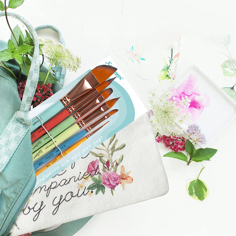 6 tk akvarellmaalipintsli komplekt, mitmeotstarbeline juuksepintsel koos lõuendikotiga akrüülkunstitarbed