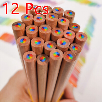 12/24 KOM 7-bojna kawaii crna drvena dugina jezgra olovka u boji gel olovka drvena olovka umjetnički pribor školski pribor