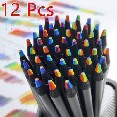 12/24 KOM 7-bojna kawaii crna drvena dugina jezgra olovka u boji gel olovka drvena olovka umjetnički pribor školski pribor