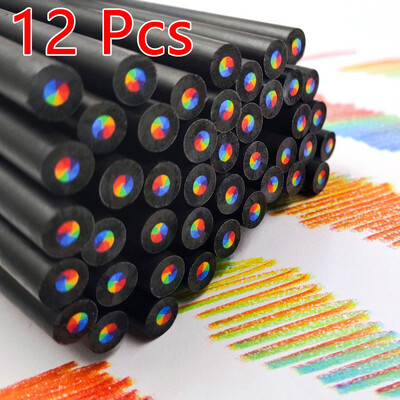 12/24 KOM 7-bojna kawaii crna drvena dugina jezgra olovka u boji gel olovka drvena olovka umjetnički pribor školski pribor