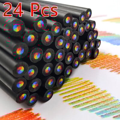 12/24 KOM 7-bojna kawaii crna drvena dugina jezgra olovka u boji gel olovka drvena olovka umjetnički pribor školski pribor