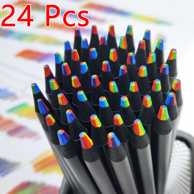 12/24 KOM 7-bojna kawaii crna drvena dugina jezgra olovka u boji gel olovka drvena olovka umjetnički pribor školski pribor