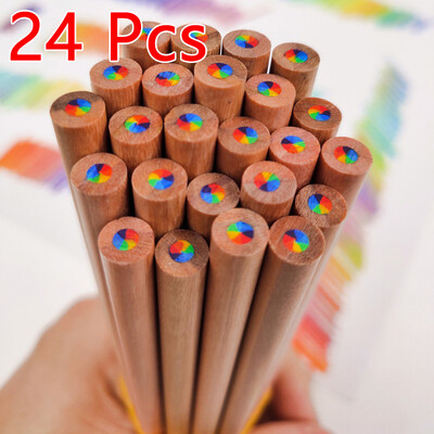 12/24 KOM 7-bojna kawaii crna drvena dugina jezgra olovka u boji gel olovka drvena olovka umjetnički pribor školski pribor