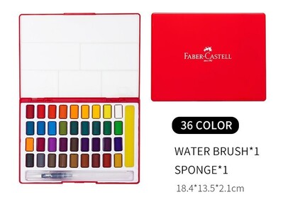 FABER CASTELL 24/36/48 boja, jednobojni set akvarelnih boja, uklonjiva kutija s pigmentnim vodenim bojama za crtanje, umjetnički pribor