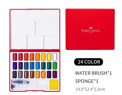 FABER CASTELL 24/36/48 boja, jednobojni set akvarelnih boja, uklonjiva kutija s pigmentnim vodenim bojama za crtanje, umjetnički pribor
