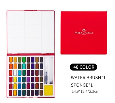 FABER CASTELL 24/36/48 boja, jednobojni set akvarelnih boja, uklonjiva kutija s pigmentnim vodenim bojama za crtanje, umjetnički pribor