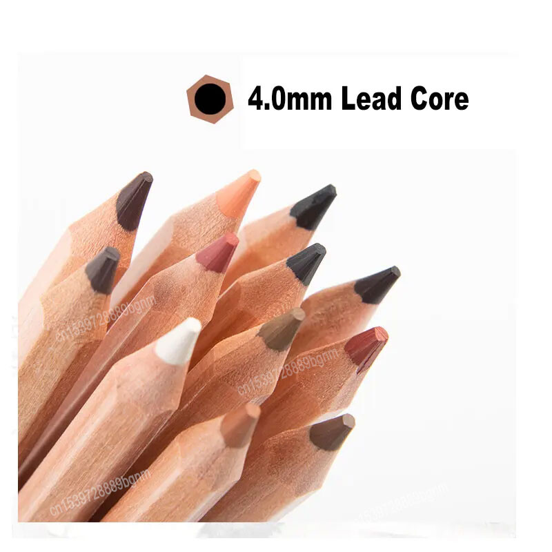 Професионален комплект от 12 бр. Цветни нюанси на кожата Мек пастелен молив 4,0 мм оловна сърцевина за портретно изкуство Рисуване Скициране на графити Детски подарък