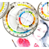 Prantsuse Pebeo tahke akvarellvärv, 12/24 värvi plekkkarbi komplekt, kaasas on Palette Artist Travel kaasaskantavad maalikunstitarbed