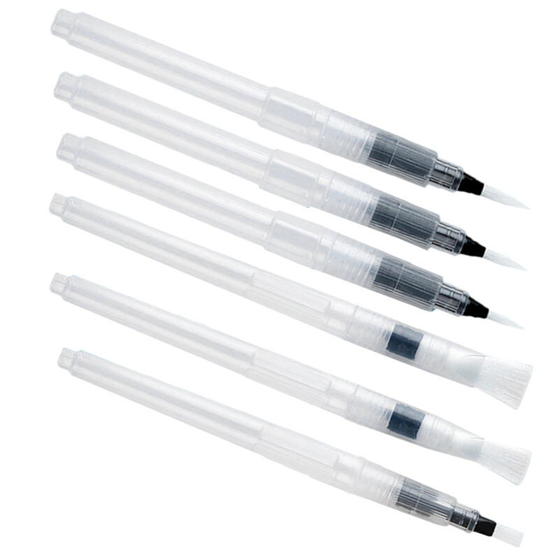6 buc. pensule utile pentru pictura cu varf suplu stilou acuarela pixuri profesionale cap moale 19x2cm consumabile pentru copii markere umplute