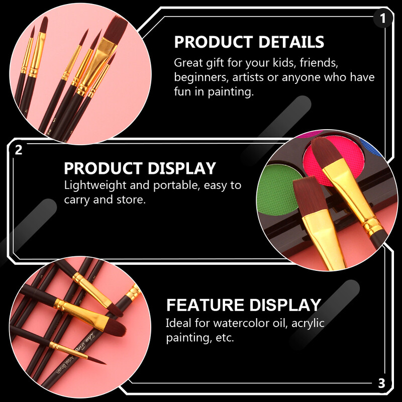 10 vnt. teptuku tapybos rašiklis nailoniniai plaukams studentams skirtų teptukų vaikams smulkios detalės, praktiški