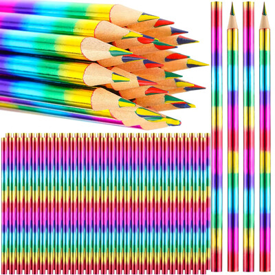 12 τμχ Rainbow 4 Color in 1 Pencils Rainbow Pencils Ξύλινα χρωματιστά μολύβια Πολύχρωμα μολύβι για παιδιά Σχολικά είδη γραφείου