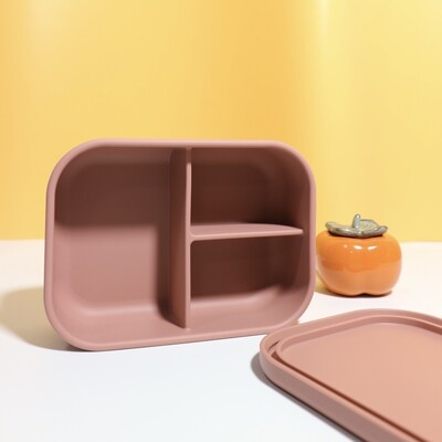 Recipient de mâncare pentru gustări pentru copii, fără Bpa, cutie de prânz pliabilă din silicon Bento, pliabilă cu capac