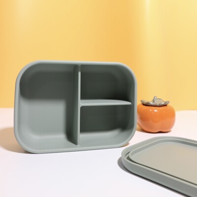 Recipient de mâncare pentru gustări pentru copii, fără Bpa, cutie de prânz pliabilă din silicon Bento, pliabilă cu capac