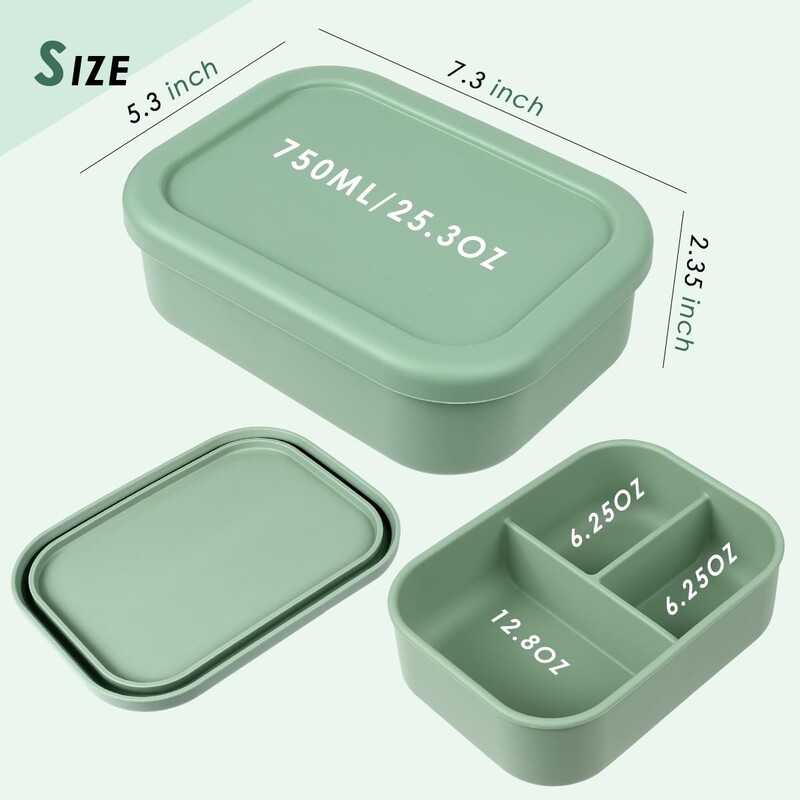 Recipient de mâncare pentru gustări pentru copii, fără Bpa, cutie de prânz pliabilă din silicon Bento, pliabilă cu capac