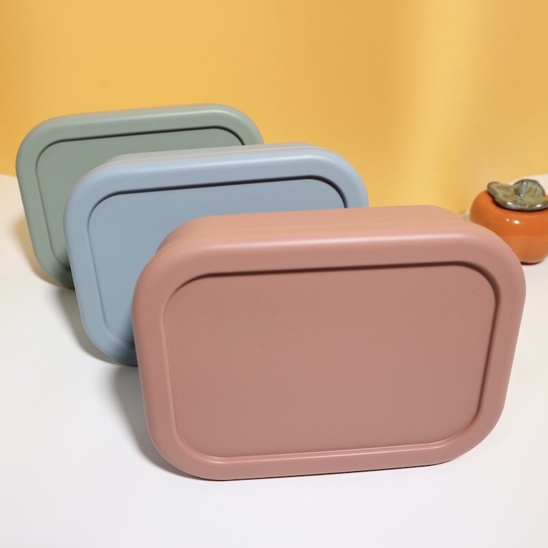Recipient de mâncare pentru gustări pentru copii, fără Bpa, cutie de prânz pliabilă din silicon Bento, pliabilă cu capac