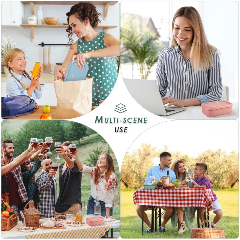 Recipient de mâncare pentru gustări pentru copii, fără Bpa, cutie de prânz pliabilă din silicon Bento, pliabilă cu capac