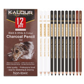 KALOUR 6/12 Carbon Pencil Professional White Charcoal Μολύβι Highlight Λευκό/Μαύρο/Έγχρωμο ανθρακικό σκίτσο Εργαλεία ζωγραφικής με μολύβι